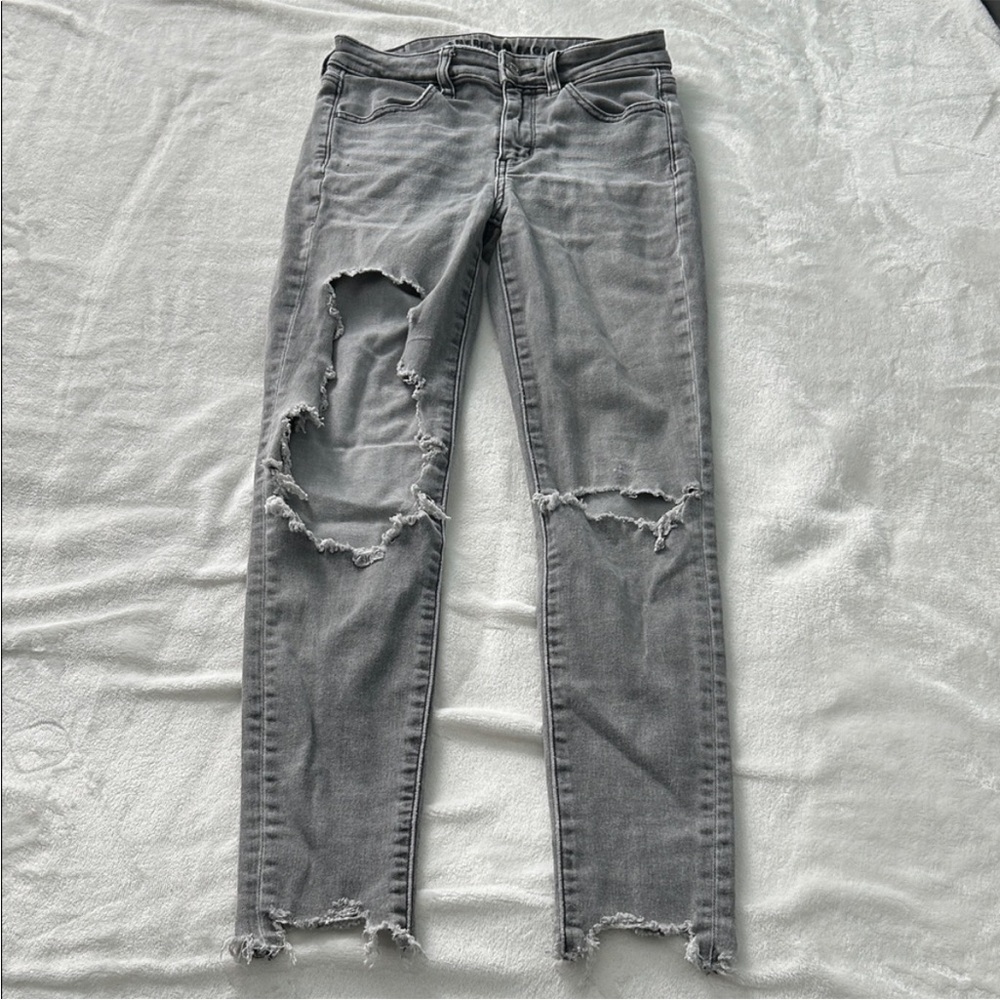 American Eagle Outfitters Charcoal Ripped Skinny Jeans